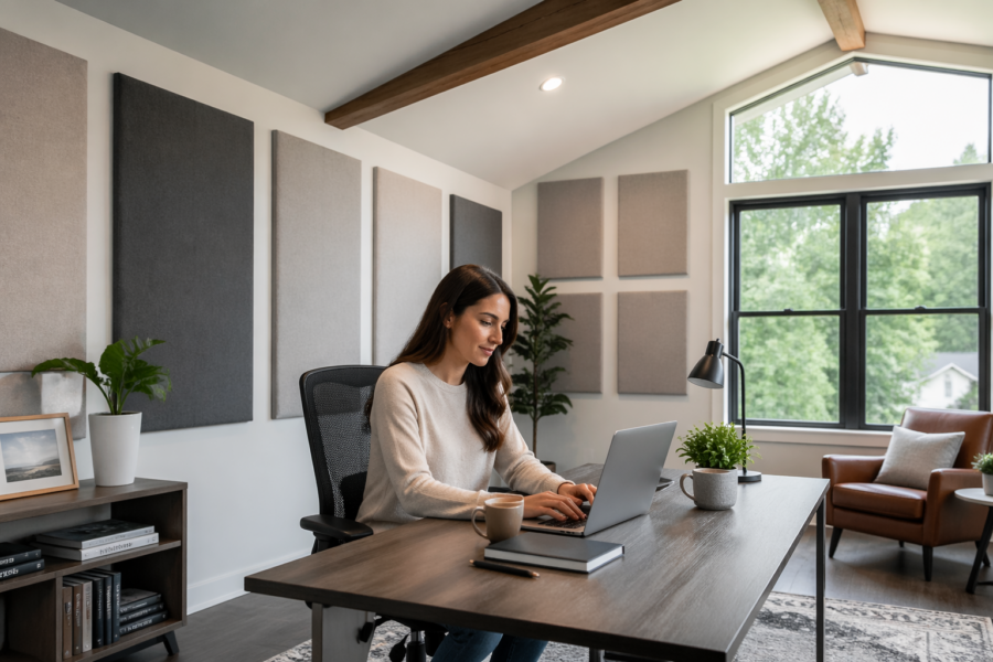 Acoustic Panels in a Home Office With a Vaulted Ceiling: Practical Layout Ideas
