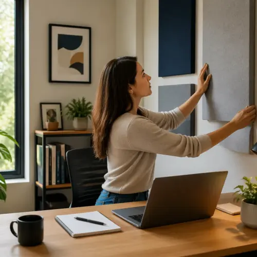 Acoustic Panels for a Home Office With Large Windows or Glass Walls