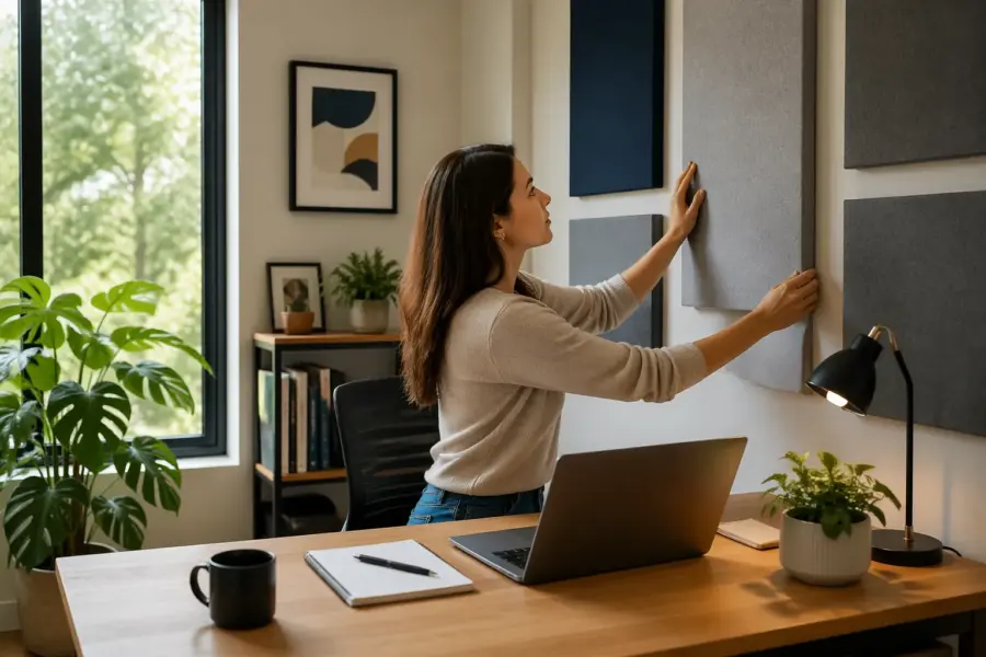 Acoustic Panels for a Home Office With Large Windows or Glass Walls
