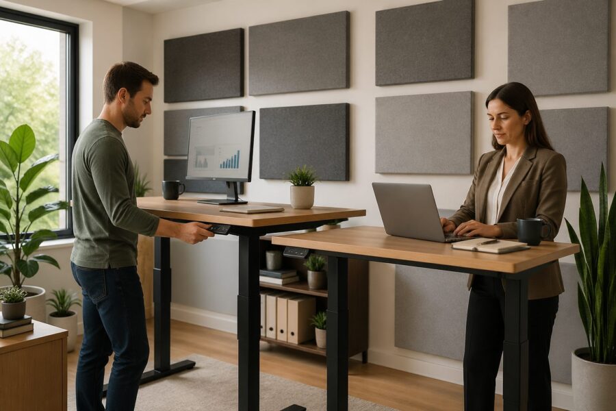 Acoustic Panels for a Standing Desk Home Office: Placement for Two Listening Heights