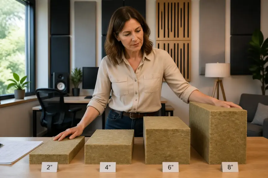 Bass Absorption Thickness Guide: Choosing 2″, 4″, 6″, or 8″ Panels for Your Room