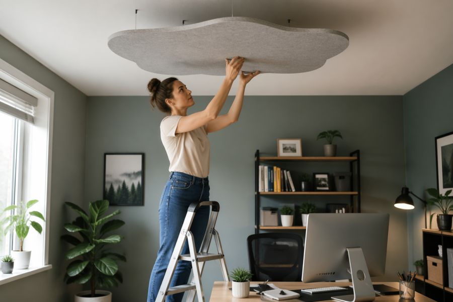 How to Add a Ceiling Acoustic Panel Cloud in a Home Office