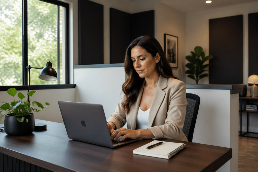 Room Geometry for a Home Office Studio with a Low Knee Wall (Half Wall) or Divider