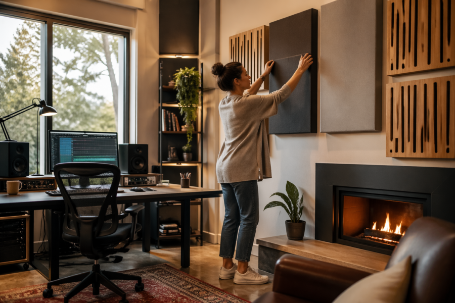 Home Office Studio Room Geometry with a Fireplace: Layout Options That Keep Imaging Stable