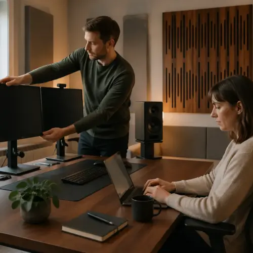 Room Geometry for Dual Computer Monitors and Speakers on a Desk