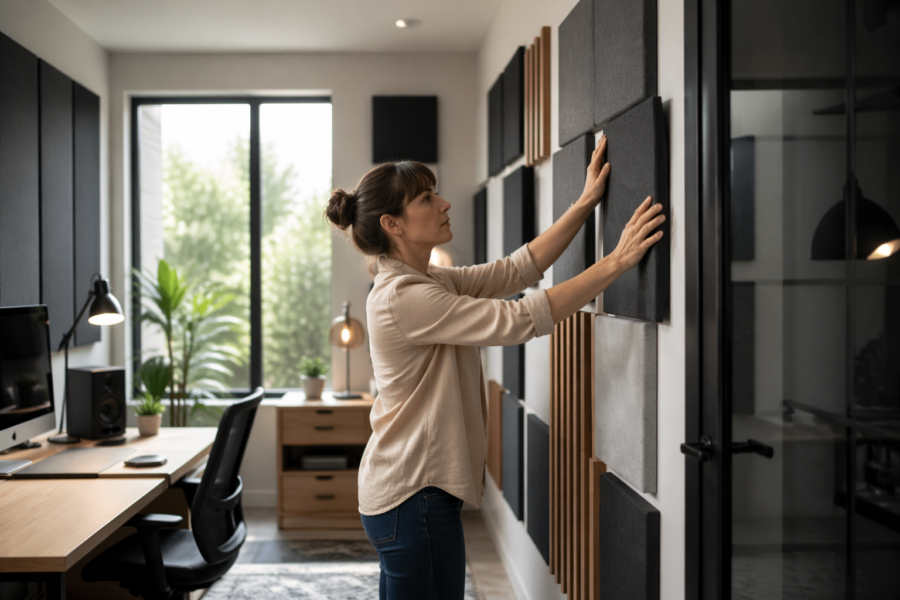 Room Geometry Moves for a Home Office Studio with a Glass Door