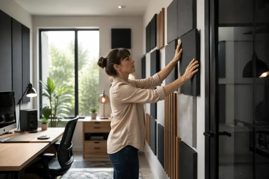 Room Geometry Moves for a Home Office Studio with a Glass Door